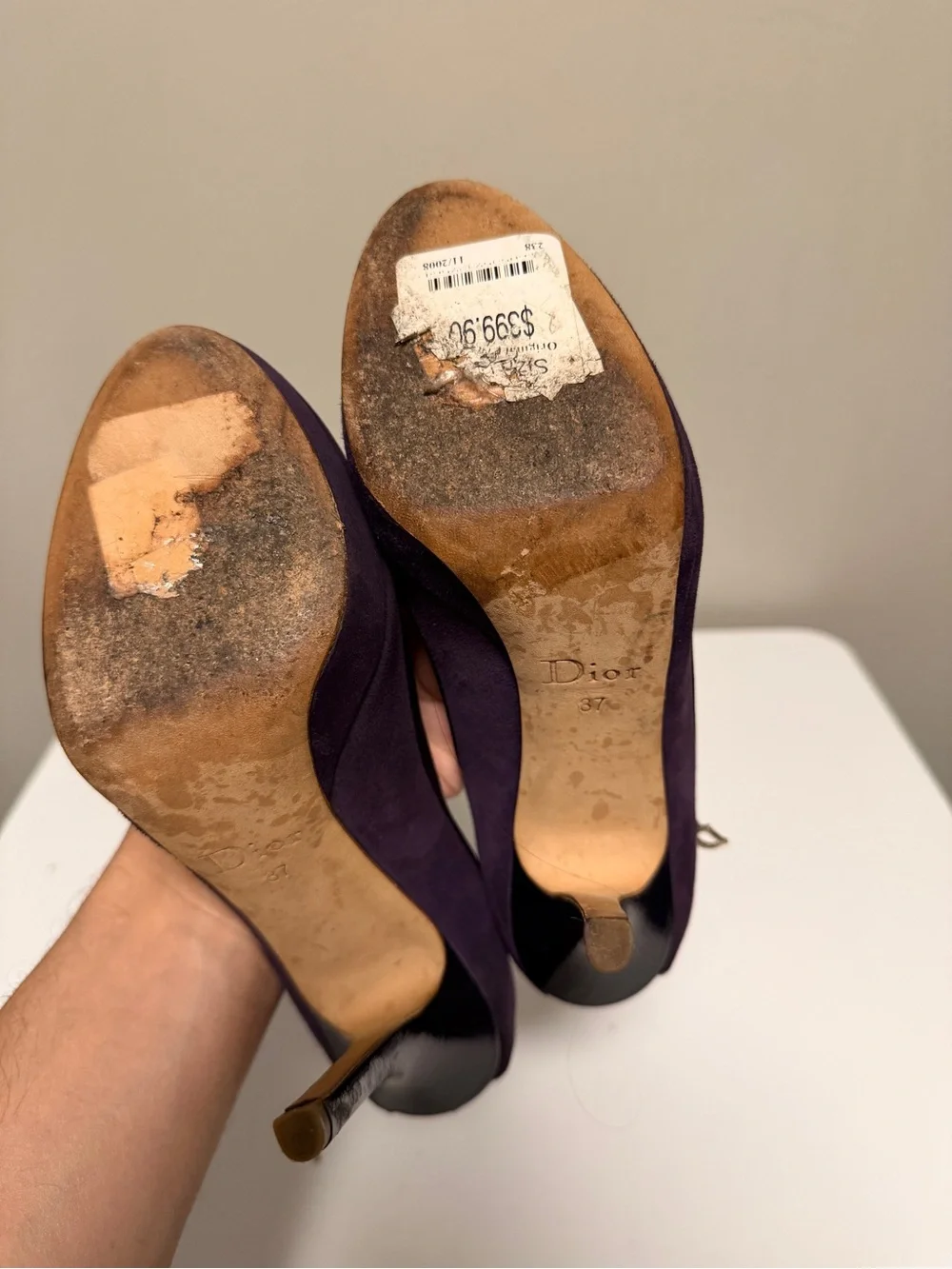 Christian Dior Suede Bow Accents Pumps Purple Metallic EU 37 US 7